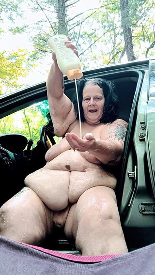 Camping Tramp Asshole Full of Cum Better Wash off in Front of Anyone