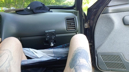 In the Car in the Parking Lot, My Stepmom Jerks off My Dick Until I Cum