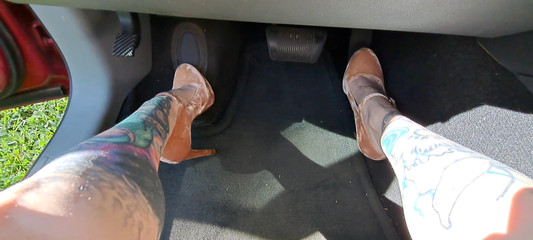 Pedal Pushing in Beige Velvet Stiletto Pumps