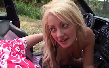 Unexpected Threesome Outdorrs in a Car