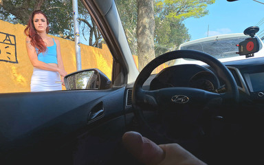 Risky Masturbation for Hot Redhead Who Was at the Bus Stop