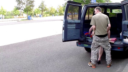 Tattooed redhead mature gets pounded in car