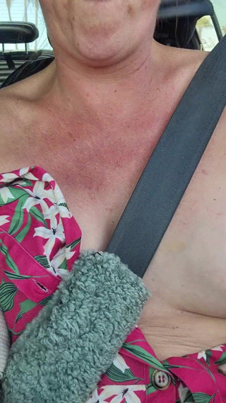 Topless Freaky MILF Car Ride