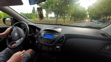 Horny Amateur Stepmom with Sexy Legs in Heels in the Car with Her Stepson in the Morning