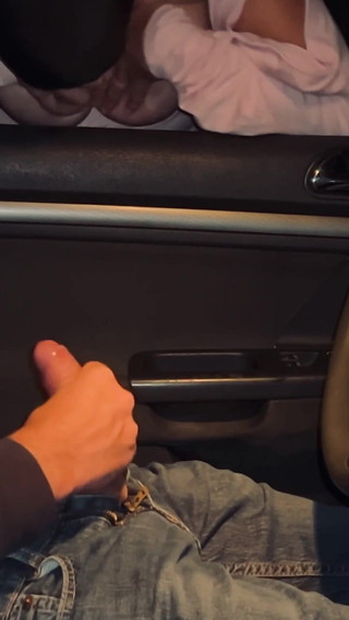 Voyeur in the Car on a Rest Area, I Jerk Him off with My Breasts, Empty His Balls, He Uses Me Like a Whore and Squirts in My Mou